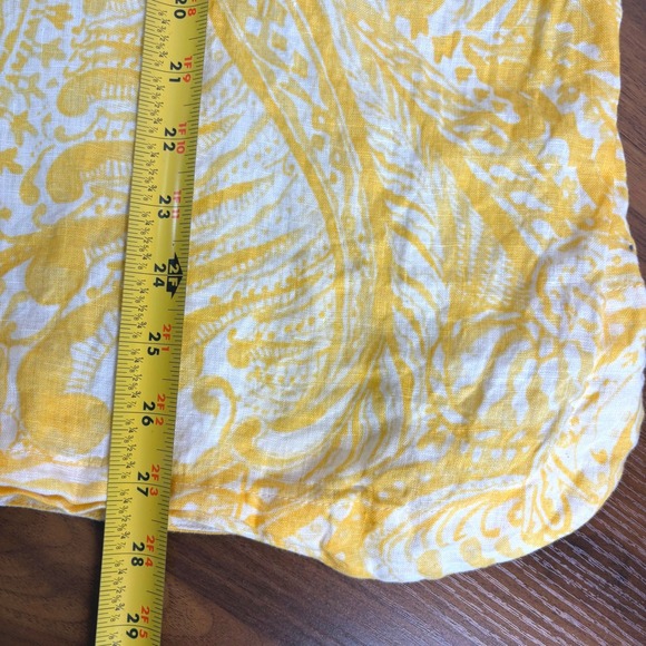 Chicos Linen Tunic Top Yellow White Paisley Print Sequins V Neck‎ Size 3/US 16 - Picture 13 of 14